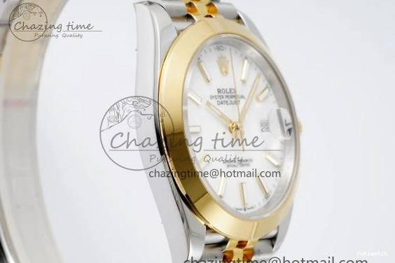 1:1 Polished SS DateJust Bezel 41 Dial Steel Edition on KING Bracelet White Jubilee VR3235 904L Best YG 0306